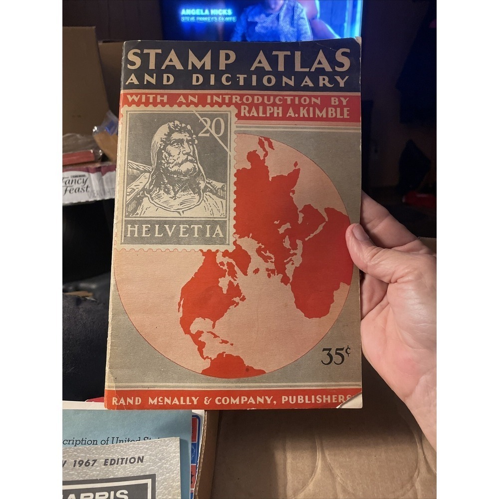 1934 Stamp Atlas And Dictionary Rand McNally Co. Maps-Ralph A. Kimble Book Vin